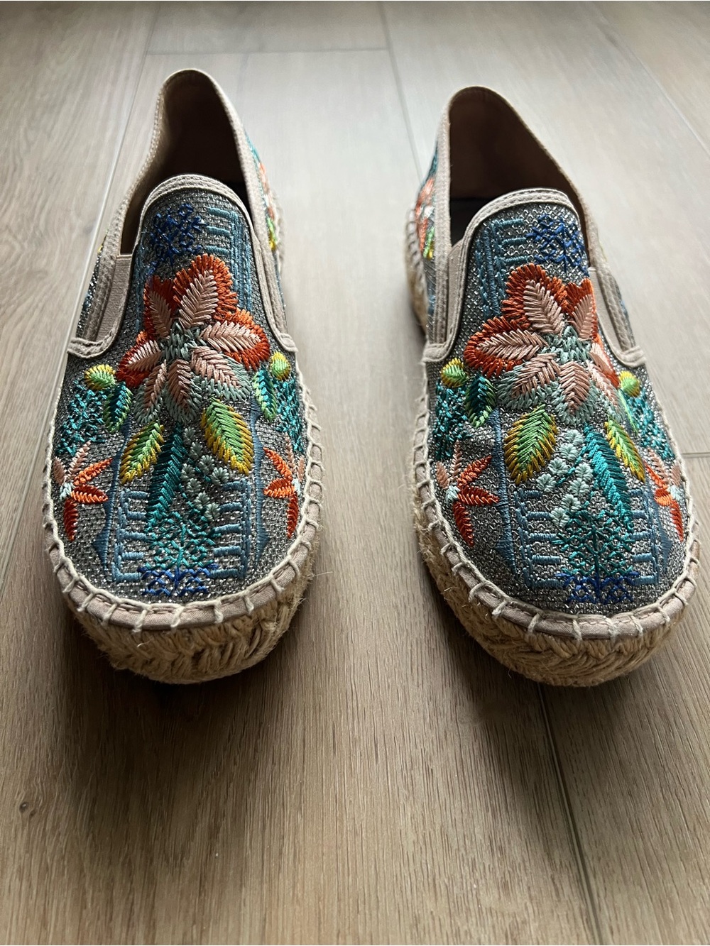 Johnny Was Blue Embroidered Floral Espadrilles - Picture 2 of 8